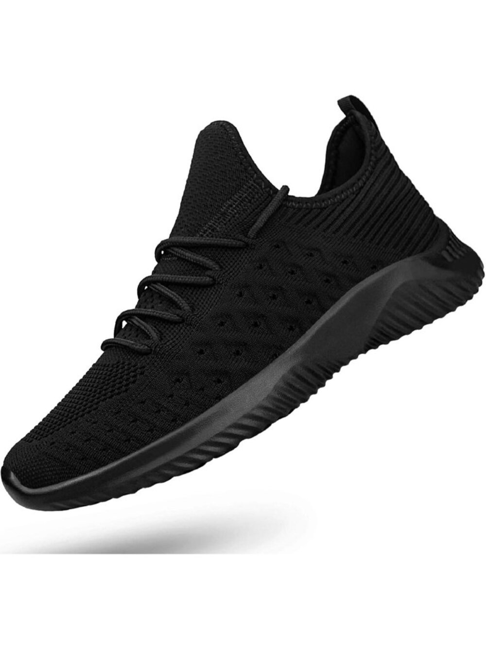 Men's Black Lightweight Breathable Comfortable Lace-Up Slip On Walking Sneaker